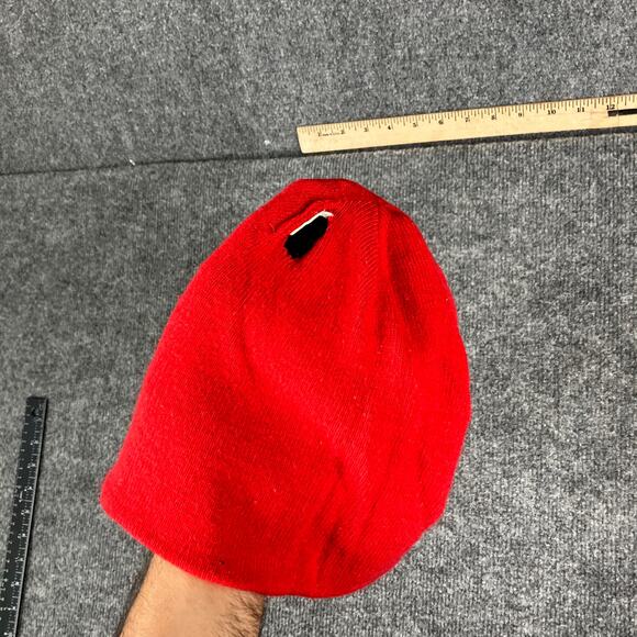 The North Face Beanie Black Red Reversible Knit Logo Cuffed Winter Hat Unisex - Picture 6 of 8